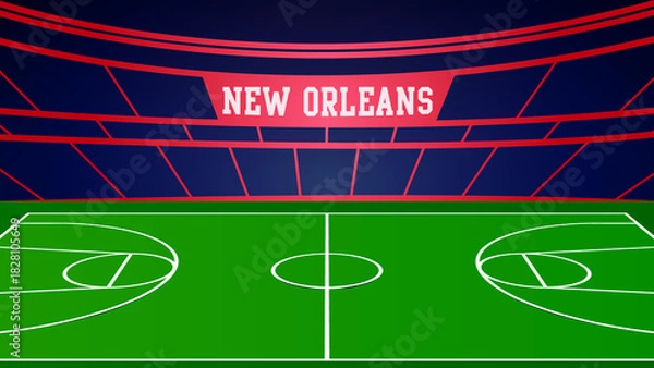 Fototapeta New Orleans Basketball City Name and Ground Field with Colorful Background , Vector Illustration Abstract image