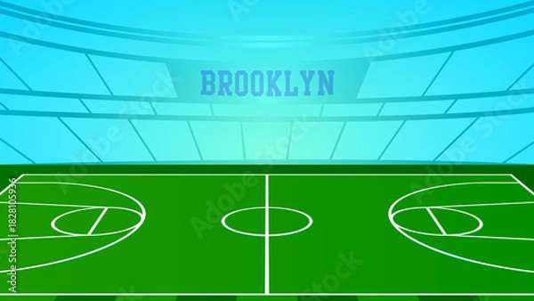 Fototapeta Brooklyn Basketball City Name and Ground Field with Colorful Background , Vector Illustration Abstract image