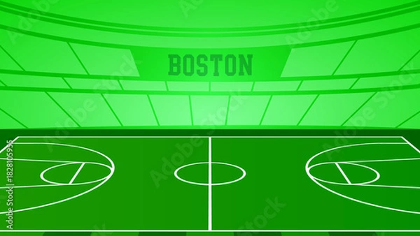 Fototapeta Boston Basketball City Name and Ground Field with Colorful Background , Vector Illustration Abstract image