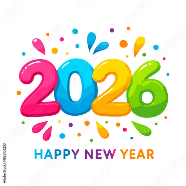 Obraz 2026 happy new year confetti celebration vector