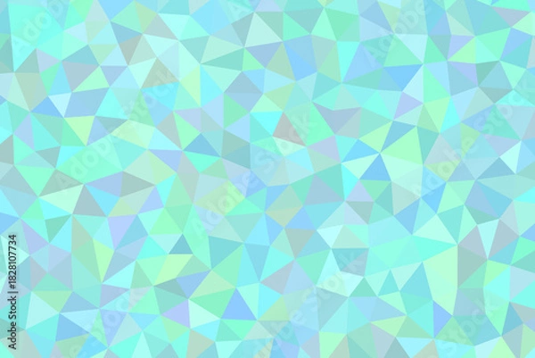 Obraz Abstract polygonal background with light blue, green, and white triangles creating a mosaic pattern design