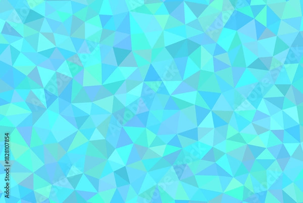 Fototapeta Abstract polygonal background with light blue, cyan, and green triangles creating a mosaic pattern design