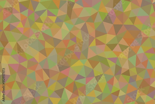 Obraz Abstract geometric background with triangles in shades of green, orange, yellow, and pink creating a mosaic pattern