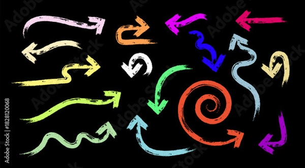 Fototapeta Colorful Grunge Arrows - Textured Brushstroke Directional Elements