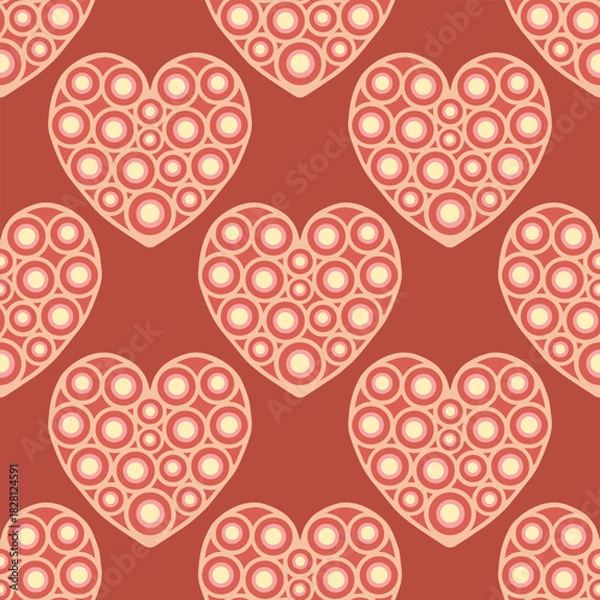 Fototapeta Vector seamless pattern with polka dot hearts. Valentine's Day background. Основные RGB