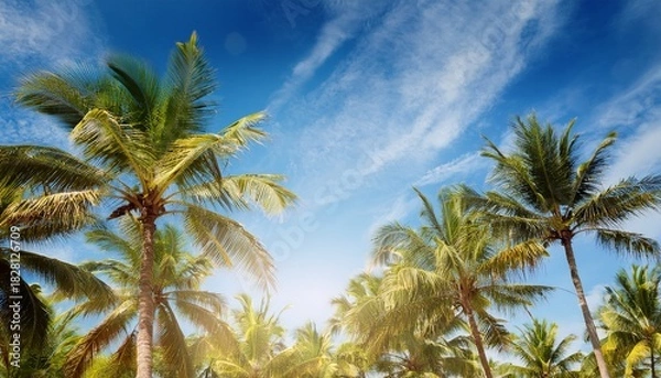 Fototapeta Palm Trees Blue Sky Background