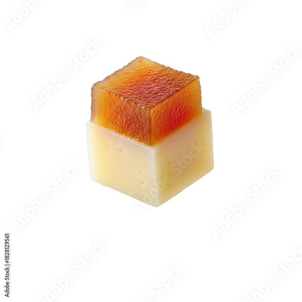 Obraz Cubed Cheese With Jelly Appetizer On Warm Gradient Background