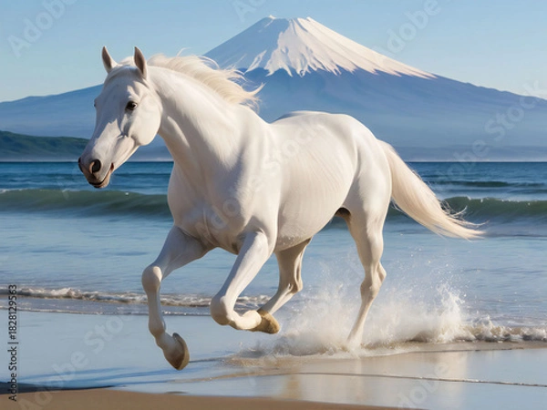 Fototapeta A thoroughbred sprinting at full speed.