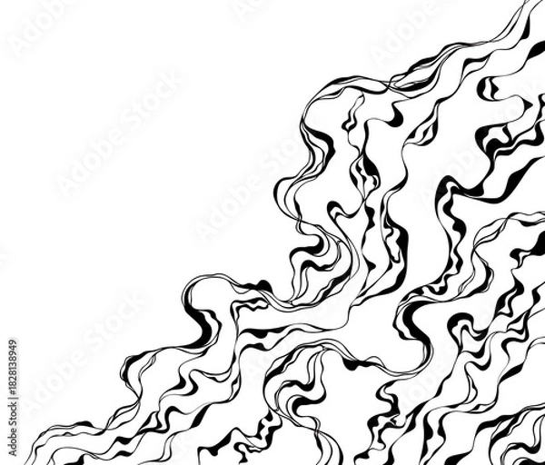 Fototapeta Black and white smoke is drawn. Abstract smoke background with space for text for design, web design, and advertising banners. Waves illustration.
