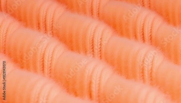 Fototapeta Peach colored knitted fabric texture close up detailed background for design