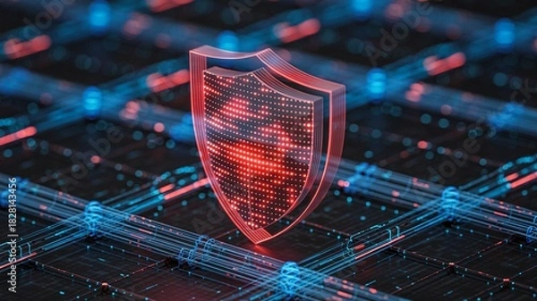 Obraz Cybersecurity shield protecting data networks and digital systems