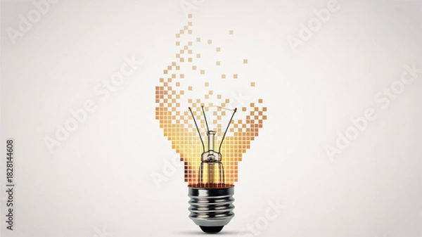 Obraz Digital pixel lightbulb ignites creative thinking, innovative solutions