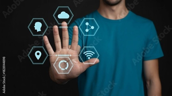 Obraz Modern technology interface controlled by hand for digital transformation