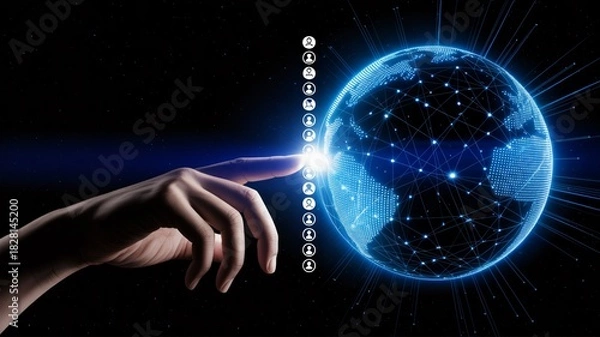 Obraz Connect globally networking with digital interface and social platform