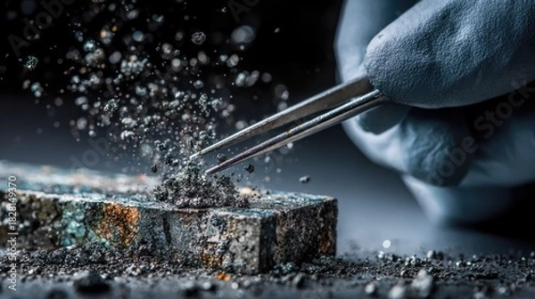 Obraz Extraction of Metallic Particles from Ore Sample Under Microscope