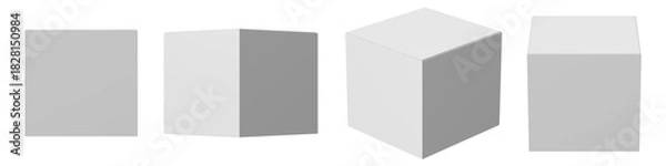 Obraz white cube in different perspectives isolated on a white background