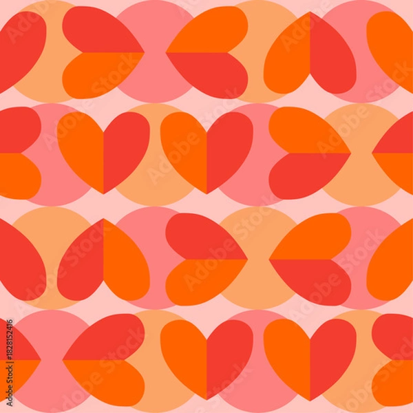 Obraz Lovely seamless pattern featuring dual-tone hearts, perfect for Valentine’s Day and other romantic themes. Great for textiles, gift wrap, banners, love-themed designs, and charming romantic decor.