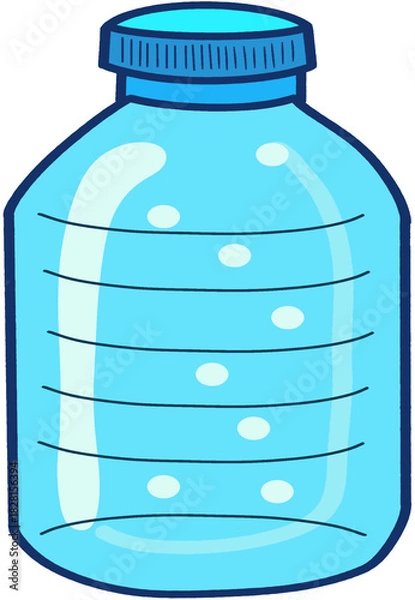 Fototapeta Clear Blue Water Bottle Illustration with Measurement Marks, Ideal for Children's Educational Materials on Hydration and Healthy Living