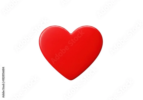 Fototapeta A vibrant, glossy, minimalist red heart graphic with perfectly smooth edges, isolated centrally on a pristine transparent background with ample copy space, a universal symbol of love and care