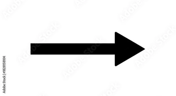 Fototapeta Bold black arrow with a sharp tip, perfectly straight, pointing right on a pristine transparent background with ample negative space, concept of clear guidance and progress