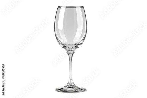 Obraz Elegant clear wine glass standing alone on a white background showcasing its shape and design features