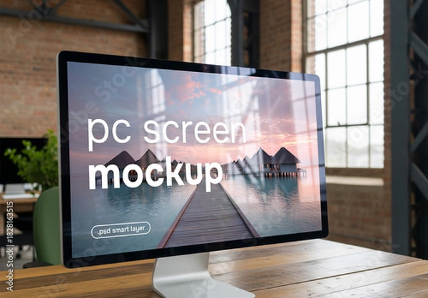 Obraz A computer screen mockup with realistic reflection