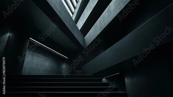 Obraz Abstract architecture with geometric shapes and dark tones creating a modern design.