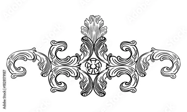 Fototapeta Horizontal hand drawing filigree flourish vector illustration
