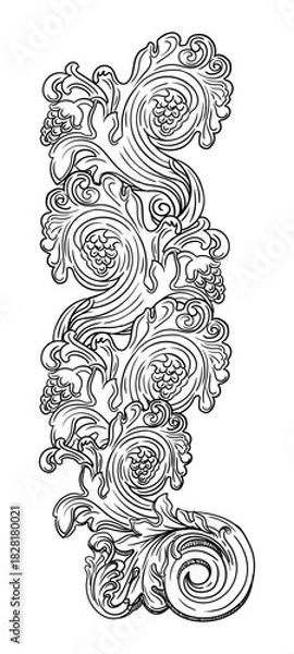 Fototapeta Vertical design element with grapes monogram vector illustration