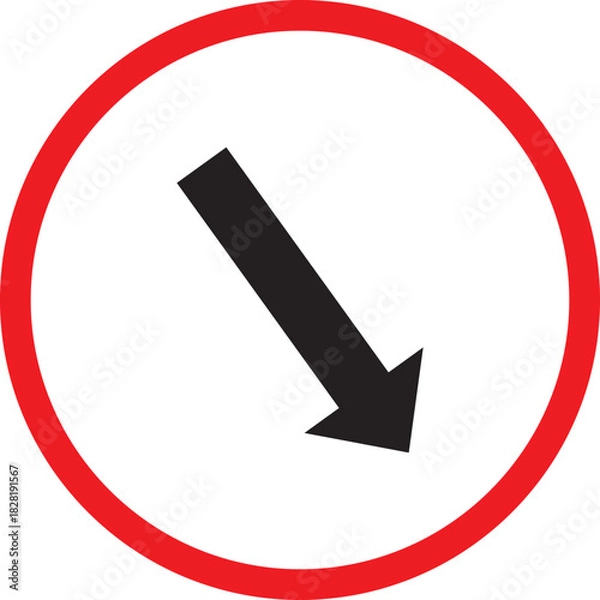 Obraz Diagonal Down Arrow in a Red Circular Frame