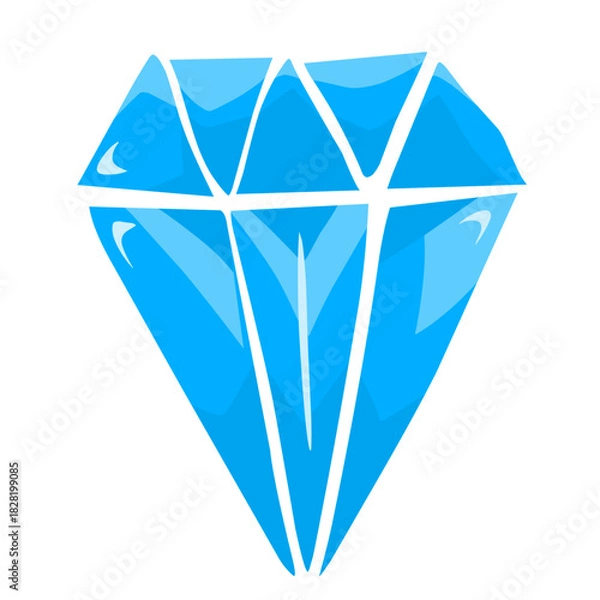 Fototapeta Flat illustration of a shiny jewel with a geometric shape, perfect for luxury, treasure, wealth, jewelry, gem, and decoration themes