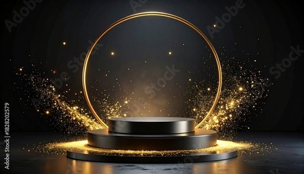 Obraz Elegant presentation platform with sparkling aura