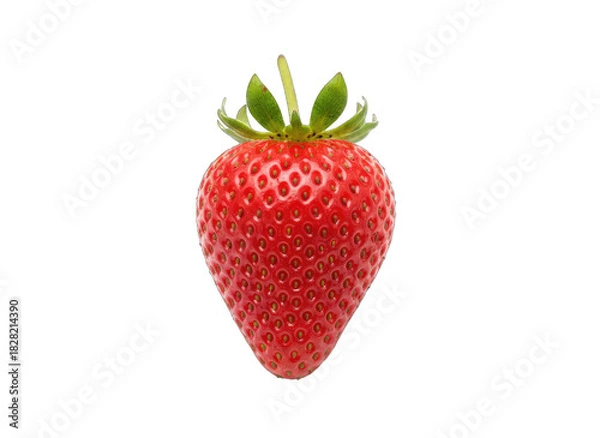 Fototapeta Single Ripe Strawberry Close Up Studio Shot Isolated On Black Background With Transparent Background For Easy Editing