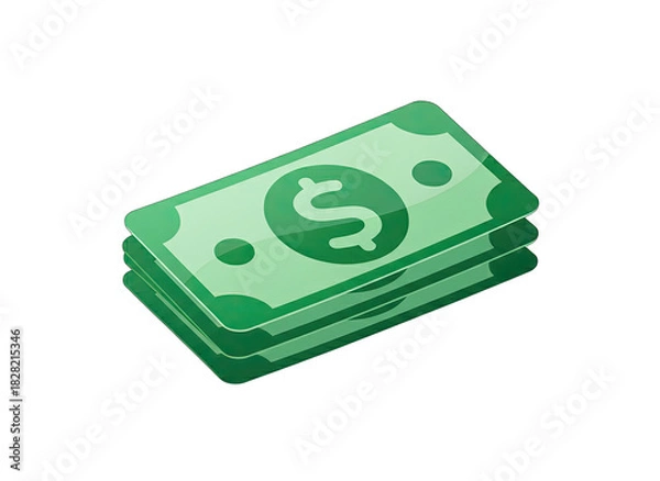 Fototapeta Stack Of Green Dollar Bills With Dollar Sign Illustration On Black Background