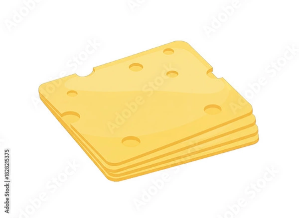 Fototapeta Stack Of Sliced Yellow Cheese With Holes Isolated On Black Background