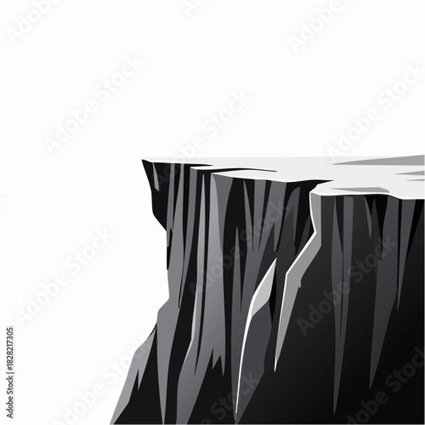 Fototapeta Dramatic Cliff Edge Illustration with High Contrast and White Space for Creative Use