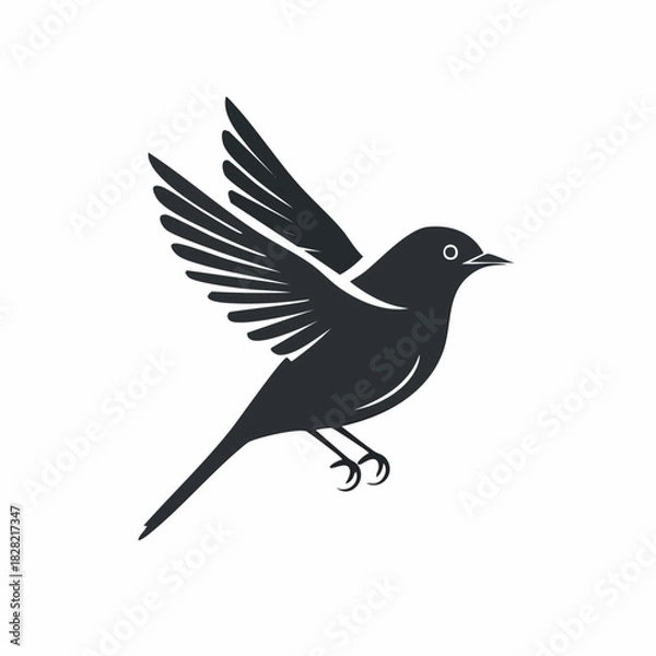 Fototapeta Elegant bird in flight vector illustration with wings outstretched and detailed feathers