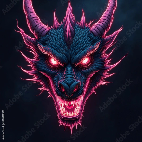 Obraz dragon head with red background