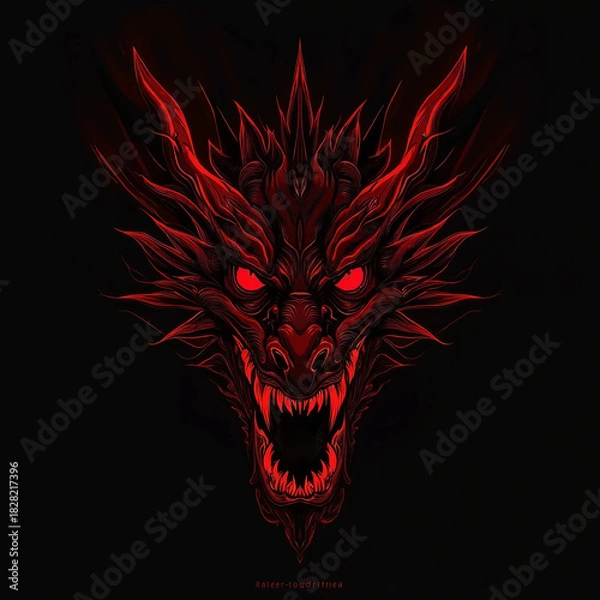 Obraz dragon head with red background