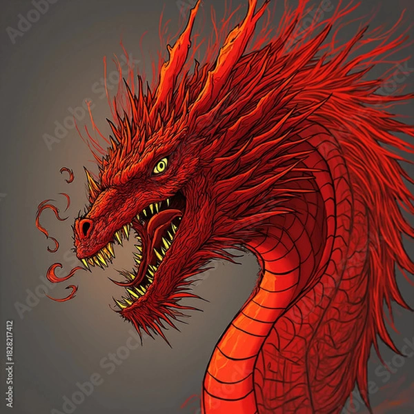 Obraz red dragon head