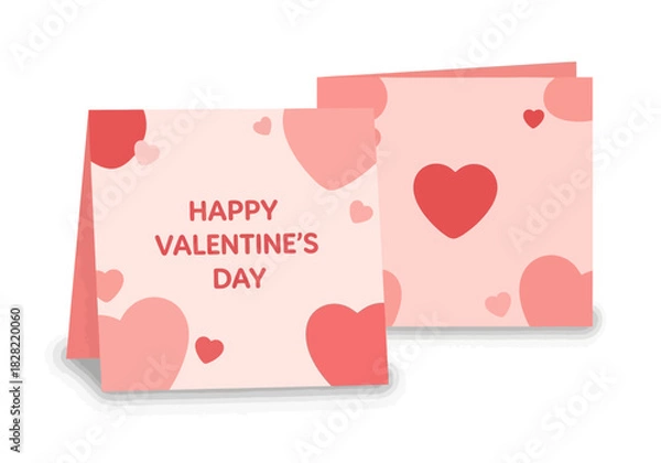 Fototapeta "Happy Valentine's Day" Greeting Card Design with Soft Heart Pattern Background