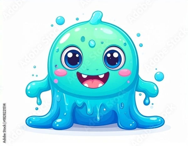 Obraz Cute blue monster with transparent background