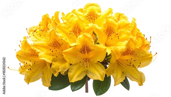 Obraz A vibrant cluster of yellow flowers with delicate petals and dark spots on a transparent backdrop