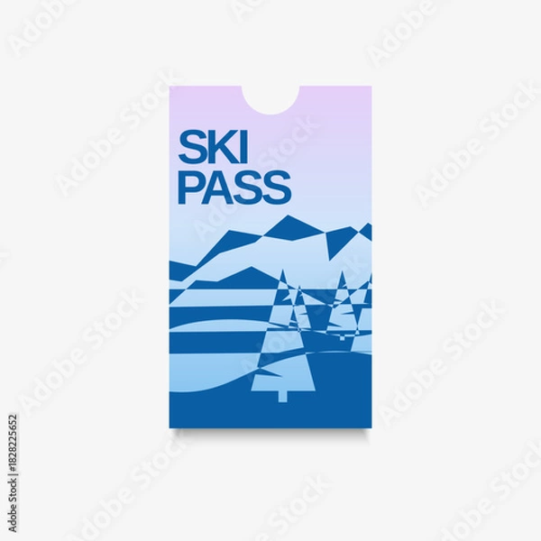 Obraz Ski pass vector template. Abstract style ticket for snowboarding and winter entertainment. 