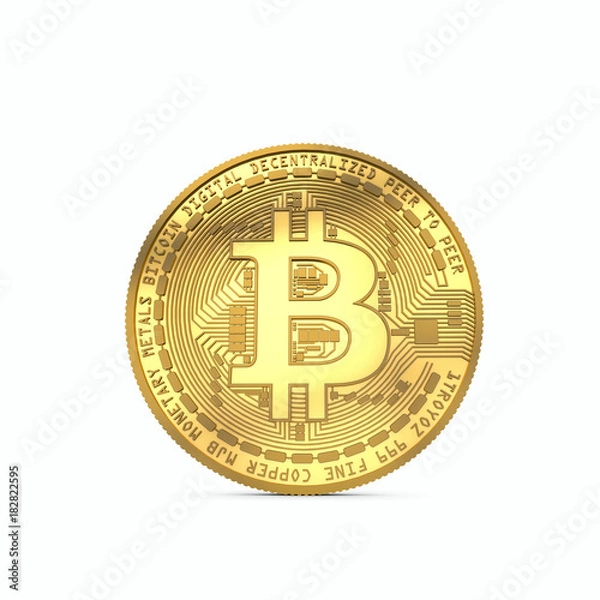 Fototapeta Bitcoin cryptocurrency coin. 3D Rendering