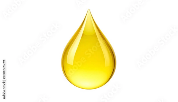 Obraz A photorealistic, isolated teardrop of golden oil against a solid black background