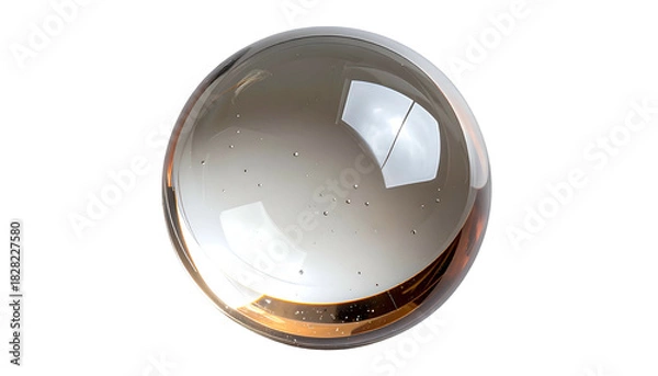 Obraz A luminous, transparent sphere with internal reflections, isolated on a stark black background