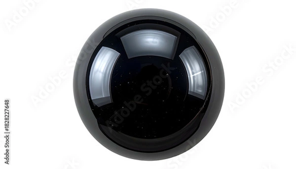 Obraz A glossy black sphere reflects surrounding light, showcasing a curved, mirrored surface