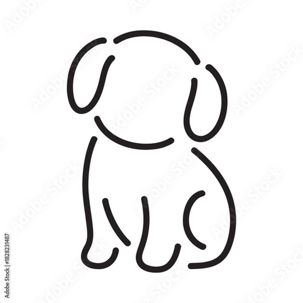 Fototapeta Simple line drawing of a sitting puppy