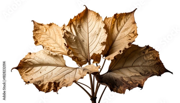 Obraz Close-up of decaying leaves on branches against black background, showing detail